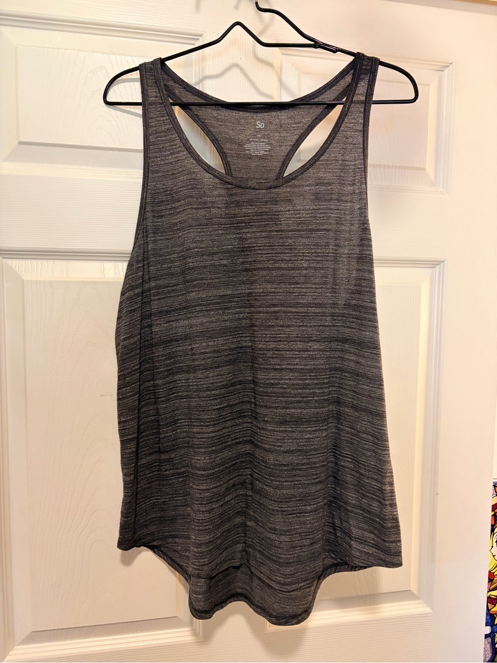 SO Gray Striped Racerback Tank Top